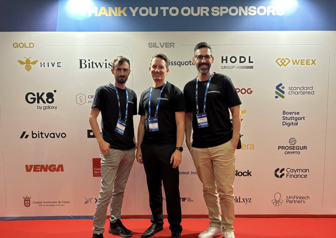 The OnchainLabs team at a conference