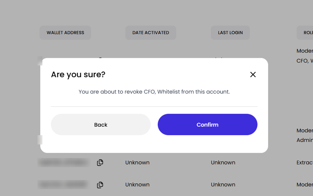 Engage confirmation dialog before revoking roles from an account